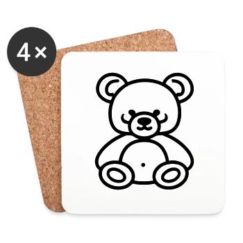 Teddybär - Untersetzer (4er-Set) - Weiß - Vorne