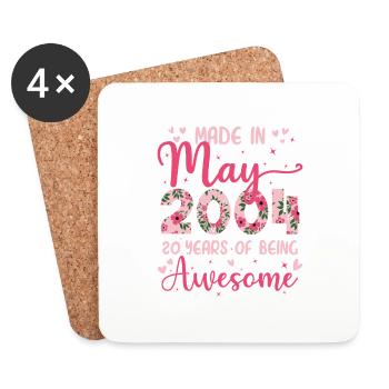 Mai 2004 Cadeau Anniversaire 20 Ans Pour Filles - Dessous de verre (lot de 4) - blanc - Devant