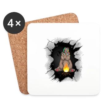 Braunbär Schamane Bär Lagerfeuer Bären - Untersetzer (4er-Set) - Weiß - Vorne