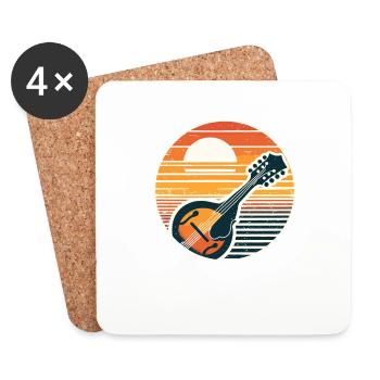 Retro Sunset Mandolin Instrument Musician - Coasters (set of 4) - white - Front