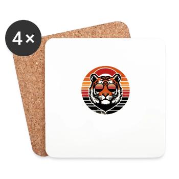 Ne sous-estimez jamais un vieil homme Wild Cat Tiger - Dessous de verre (lot de 4) - blanc - Devant