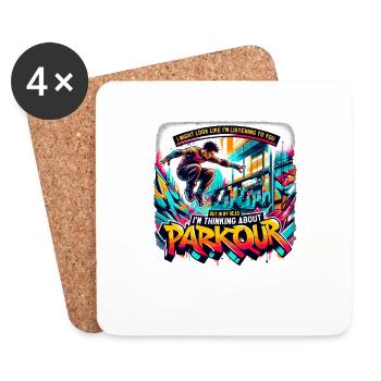 Parkour Course libre Jumping Freerunning - Dessous de verre (lot de 4) - blanc - Devant