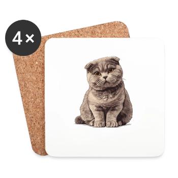Scottish Fold Kitten Scottish Fold chat - Dessous de verre (lot de 4) - blanc - Devant