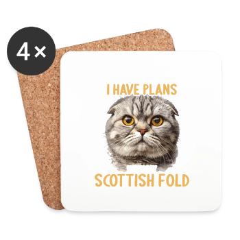 Scottish Fold Kitten Scottish Fold chat - Dessous de verre (lot de 4) - blanc - Devant