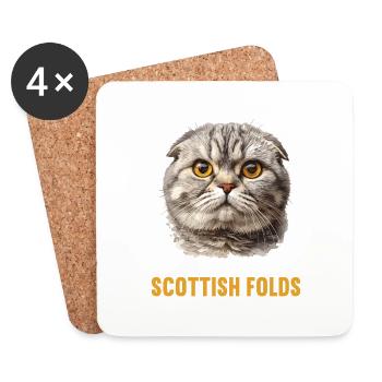 Scottish Fold Kitten Scottish Fold chat - Dessous de verre (lot de 4) - blanc - Devant