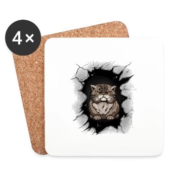 Katze Hauskatze Katzen Kinder - Untersetzer (4er-Set) - Weiß - Vorne