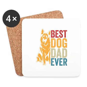 Best Dog Dad Ever German Shepherd Puppy Mom Dad - Coasters (set of 4) - white - Front