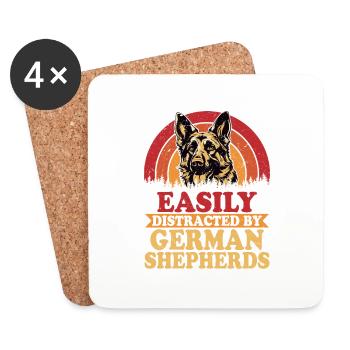 Easily Distracted By German Sheperds Dog Owner Pup - Untersetzer (4er-Set) - Weiß - Vorne