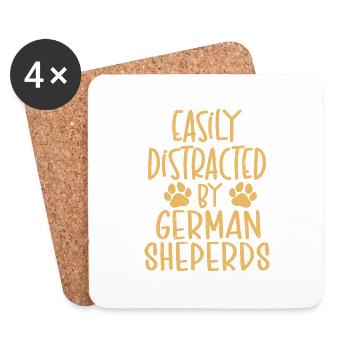 Facilement distrait par bergers allemands chiot maman papa - Dessous de verre (lot de 4) - blanc - Devant