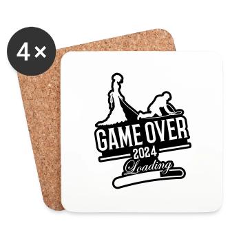 Chargement du mariage 2024 Game Over - Dessous de verre (lot de 4) - blanc - Devant