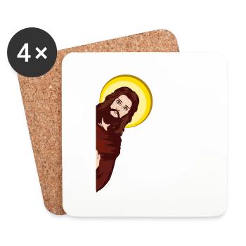 Je dis à papa drôle Jésus Meme Dieu Religieux - Dessous de verre (lot de 4) - blanc - Devant