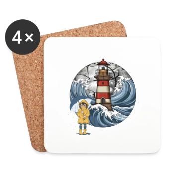 Phare Sea Girl Côte Maritime - Dessous de verre (lot de 4) - blanc - Devant