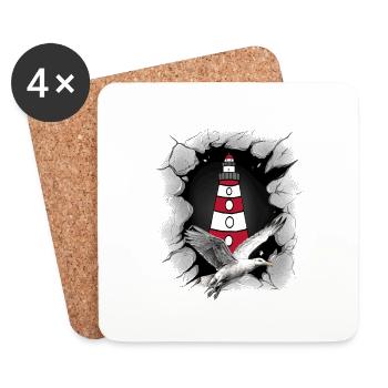 Seagull Lighthouse Maritime Lighthouses Seagulls - Coasters (set of 4) - white - Front