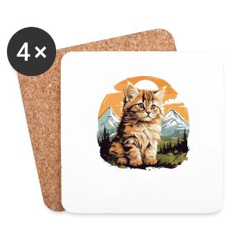 Siberian Cat Sibirische Katze - Untersetzer (4er-Set) - Weiß - Vorne