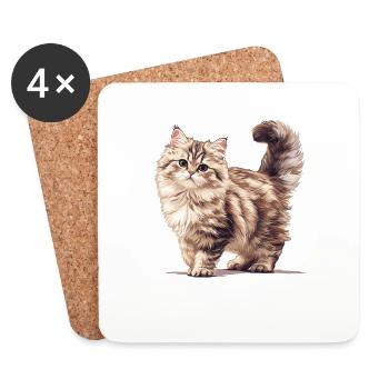 Siberian Cat Sibirische Katze - Untersetzer (4er-Set) - Weiß - Vorne