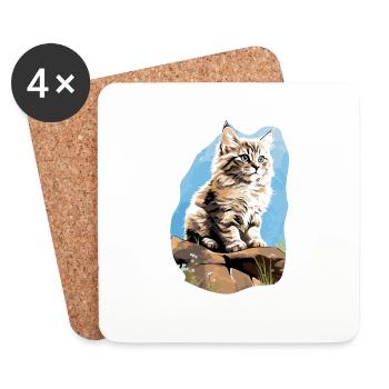 Siberian Cat Sibirische Katze - Untersetzer (4er-Set) - Weiß - Vorne