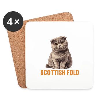Scottish Fold Kitten Scottish Fold chat - Dessous de verre (lot de 4) - blanc - Devant