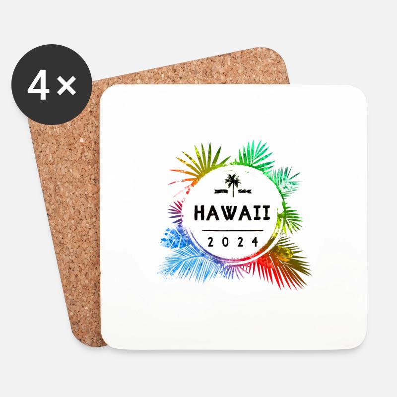 Hawaii 2024 Colorful - Coasters (set of 4) - white