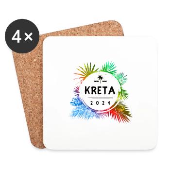 Crète 2024 Coloré - Dessous de verre (lot de 4) - blanc - Devant