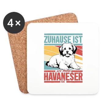 La maison est là où se trouve mon bichon havanais, chiens, maman, chien - Dessous de verre (lot de 4) - blanc - Devant