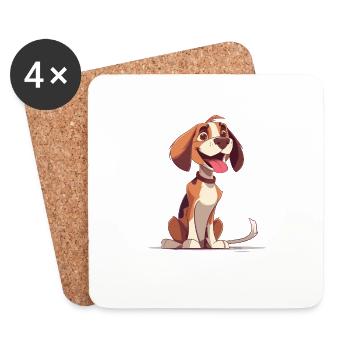 Beagle | Cartoon Artwork - Untersetzer (4er-Set) - Weiß - Vorne