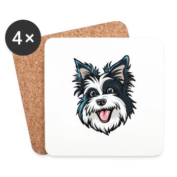 Biewer Terrier | Cartoon Artwork - Untersetzer (4er-Set) - Weiß - Vorne