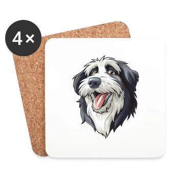Bobtail | Le vieux chien de berger anglais | Caricature - Dessous de verre (lot de 4) - blanc - Devant