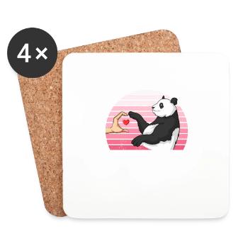 Panda Bear Lover Ami Pandas - Dessous de verre (lot de 4) - blanc - Devant