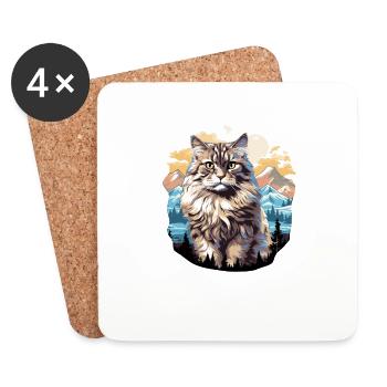 Siberian Cat Sibirische Katze - Coasters (set of 4) - white - Front