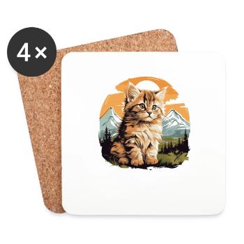Siberian Cat Sibirische Katze - Coasters (set of 4) - white - Front