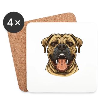 Bullmastiff | Cartoon Artwork - Coasters (set of 4) - white - Front