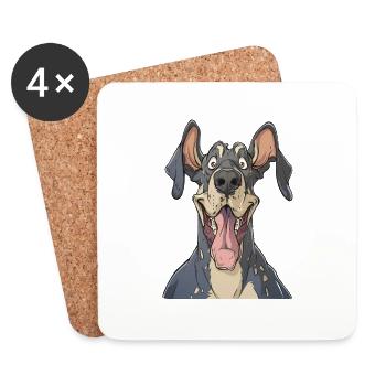 Dogue Allemand | Le Dogue Allemand | Illustration de dessin animé - Dessous de verre (lot de 4) - blanc - Devant