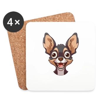 Chihuahua | Illustration de dessin animé - Dessous de verre (lot de 4) - blanc - Devant