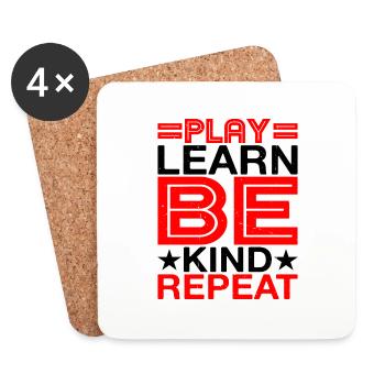 Play Learn Be Kind Repeat - Coasters (set of 4) - white - Front