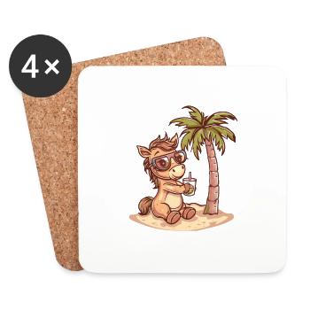 Pferd Insel Sommer Palme - Untersetzer (4er-Set) - Weiß - Vorne