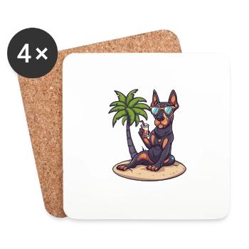 Dobermann Hund Sommer - Untersetzer (4er-Set) - Weiß - Vorne