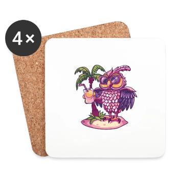 Eule Insel Sommer Palme - Untersetzer (4er-Set) - Weiß - Vorne