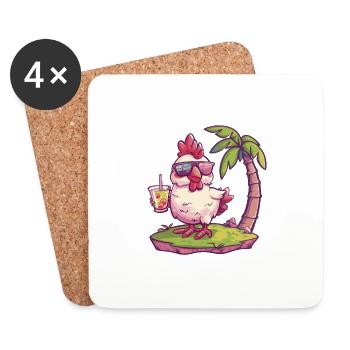 Palmier d’été de l’île du poulet - Dessous de verre (lot de 4) - blanc - Devant