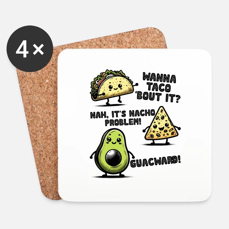 Lustiger Spruch Taco Nacho Avocado Humor Witzig - Untersetzer (4er-Set) - Weiß