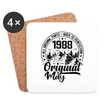 1988 mai Original : 36 Ans cadeau Anniversaire - Dessous de verre (lot de 4) - blanc - Devant