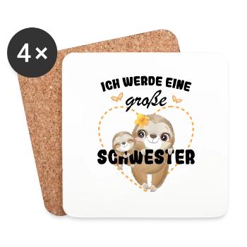 Nachwuchs Verkünden Ich Werde Große Schwester 2025 - Untersetzer (4er-Set) - Weiß - Vorne