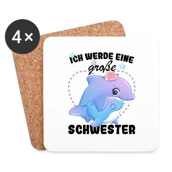 Nachwuchs Verkünden Ich Werde Große Schwester 2025 - Untersetzer (4er-Set) - Weiß - Vorne