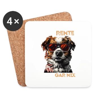 Ich bin in Rente ich muss garnix lustiges Hund Dog - Untersetzer (4er-Set) - Weiß - Vorne
