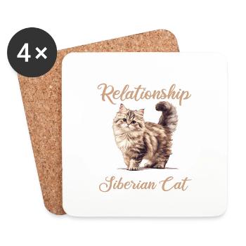 Siberian Cat Sibirische Katze - Untersetzer (4er-Set) - Weiß - Vorne