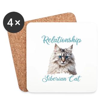 Siberian Cat Sibirische Katze - Untersetzer (4er-Set) - Weiß - Vorne