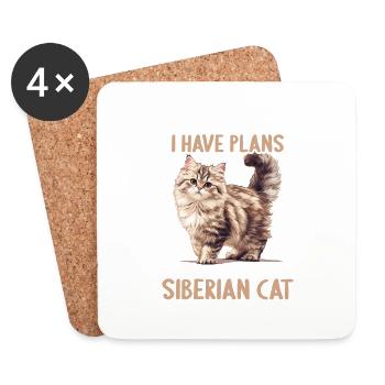 Siberian Cat Sibirische Katze - Untersetzer (4er-Set) - Weiß - Vorne