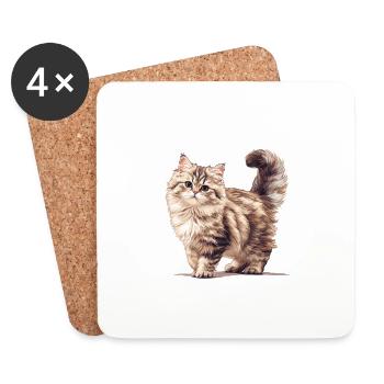 Siberian Cat Sibirische Katze - Coasters (set of 4) - white - Front