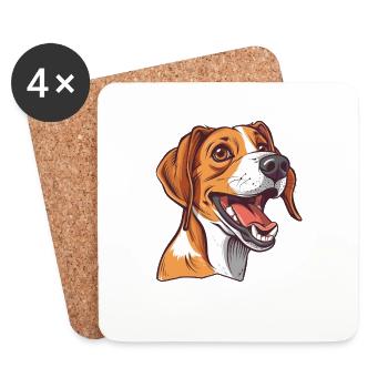 English Foxhound | Cartoon Artwork - Untersetzer (4er-Set) - Weiß - Vorne