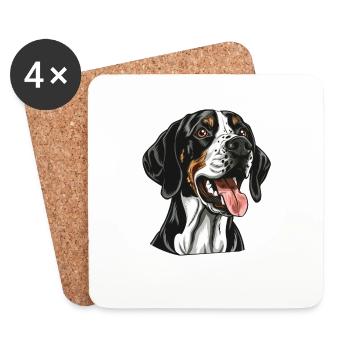 English Pointer | Cartoon Artwork - Coasters (set of 4) - white - Front
