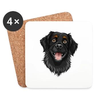 Flat Coated Retriever | Flattie | Cartoon Artwork - Untersetzer (4er-Set) - Weiß - Vorne